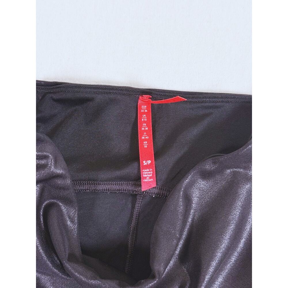 Spanx Sleek Faux Leather Leggings Small Black Slim Edgy Going Out Party Minimal - Picture 5 of 7